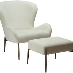 Glam Loungefåtölj Bone White, Antique Brass, 85 cm