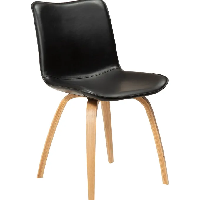 Glee Stol Vintage Black Art.Leather, Oak