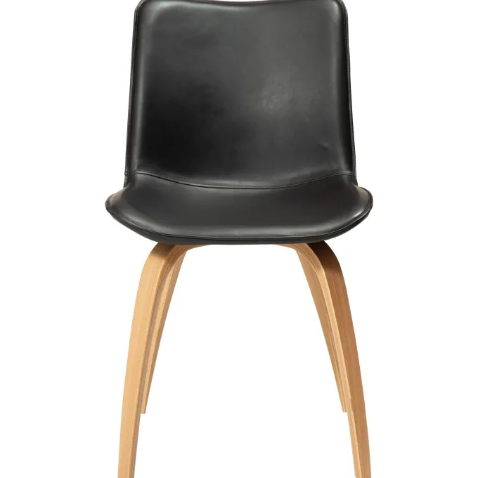 Glee Stol Vintage Black Art.Leather, Oak