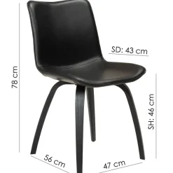 Glee Stol Vintage Black Art.Leather, Black