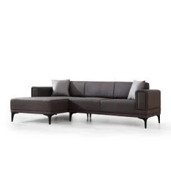 Hanoi (250-140 x 85 x 77 cm) Hörnsoffa-bäddsoffa Mörkgrå, Vänster
