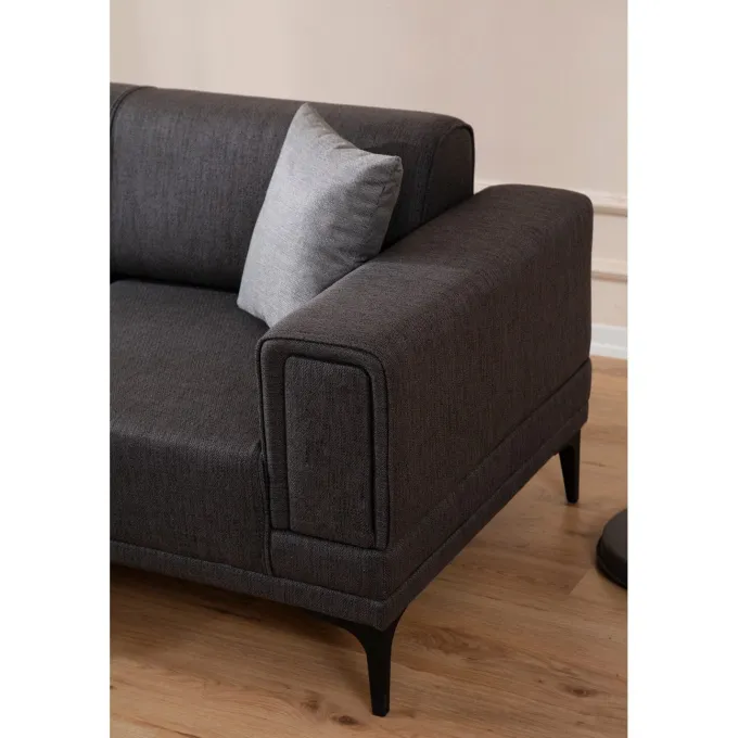 Hanoi (250-140 x 85 x 77 cm) Hörnsoffa-bäddsoffa Mörkgrå, Vänster