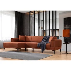 Hanoi (250-140 x 85 x 77 cm) Hörnsoffa-bäddsoffa Kakelröd, Vänster