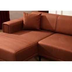 Hanoi (250-140 x 85 x 77 cm) Hörnsoffa-bäddsoffa Kakelröd, Vänster