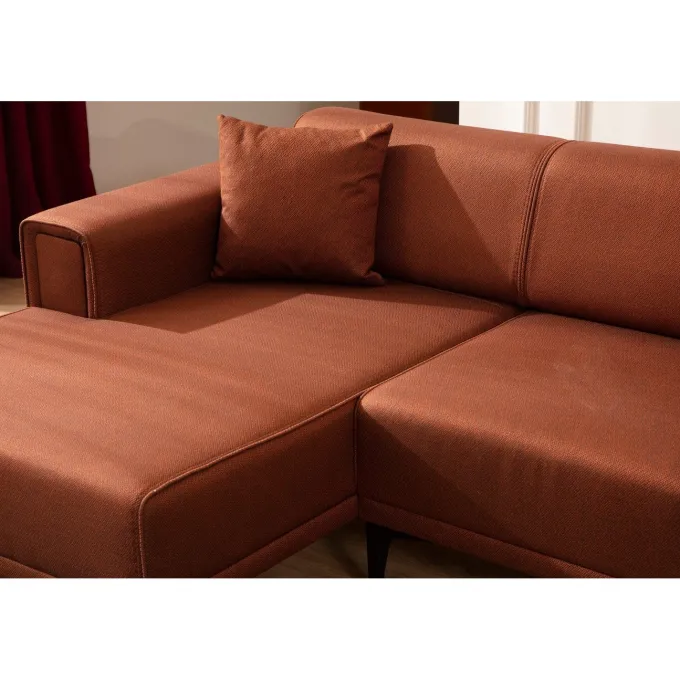 Hanoi (250-140 x 85 x 77 cm) Hörnsoffa-bäddsoffa Kakelröd, Vänster