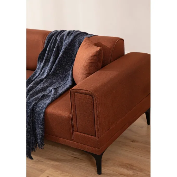 Hanoi (250-140 x 85 x 77 cm) Hörnsoffa-bäddsoffa Kakelröd, Vänster