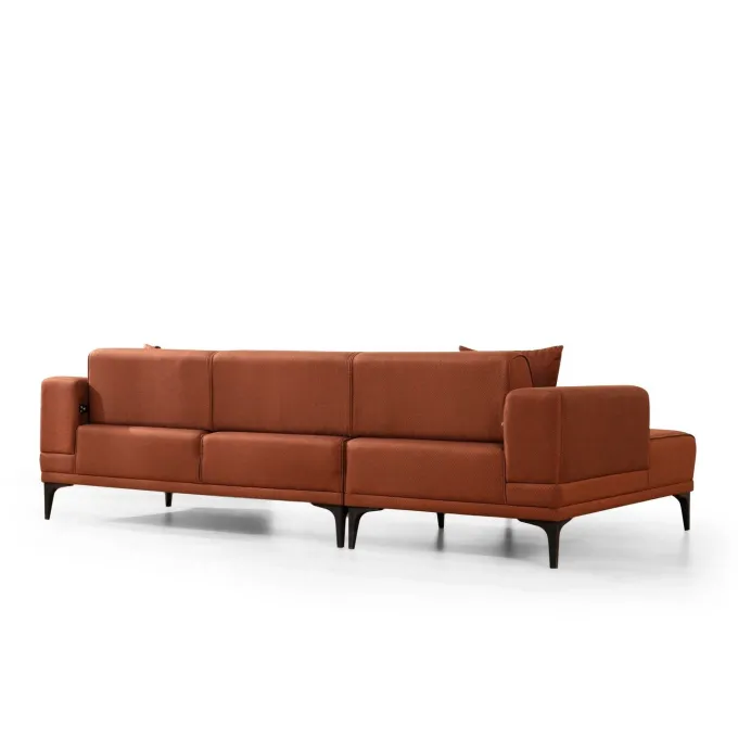 Hanoi (250-140 x 85 x 77 cm) Hörnsoffa-bäddsoffa Kakelröd, Vänster