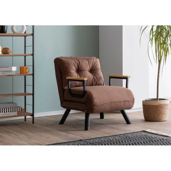 Hanoi Enkel lampa (26 x 120 x 60 cm) Brun 1-sits bäddsoffa