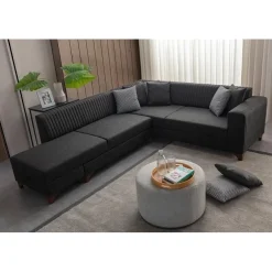 Harare (125 x 190 cm) Bäddsoffa, hörn Antracit, Vänster