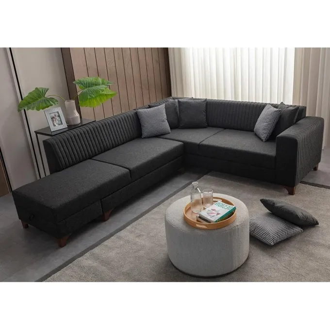 Harare (125 x 190 cm) Bäddsoffa, hörn Antracit, Vänster