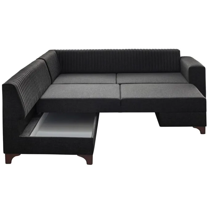 Harare (125 x 190 cm) Bäddsoffa, hörn Antracit, Vänster