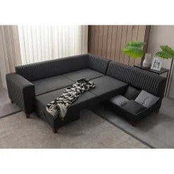 Harare (125 x 190 cm) Bäddsoffa, hörn Antracit, Höger