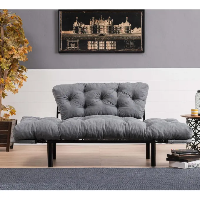 Helsingfors (155 x 85 x 70 cm) 2-sits bäddsoffa Grå
