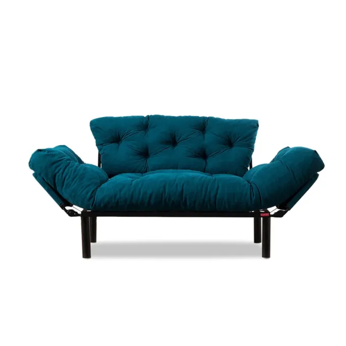 Helsingfors (155 x 85 x 70 cm) 2-sits bäddsoffa Petrolblå