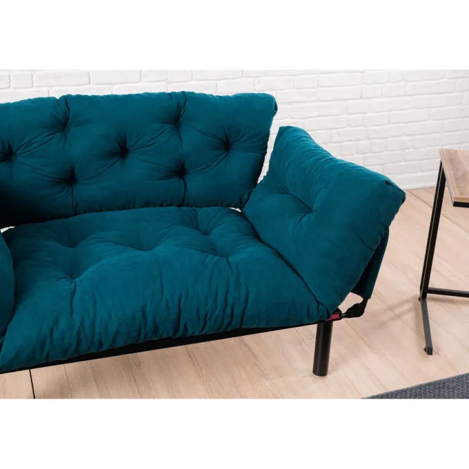 Helsingfors (155 x 85 x 70 cm) 2-sits bäddsoffa Petrolblå