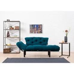 Helsingfors (155 x 85 x 70 cm) 2-sits bäddsoffa Petrolblå