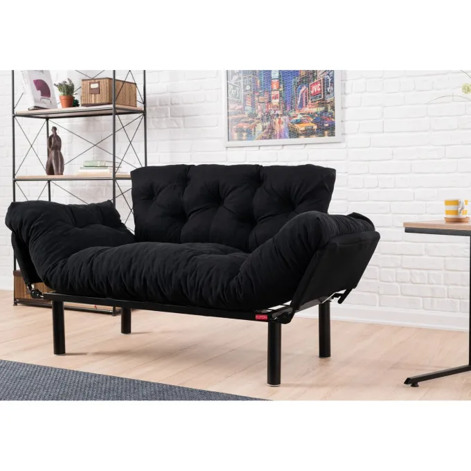 Helsingfors (155 x 85 x 70 cm) 2-sits bäddsoffa Svart