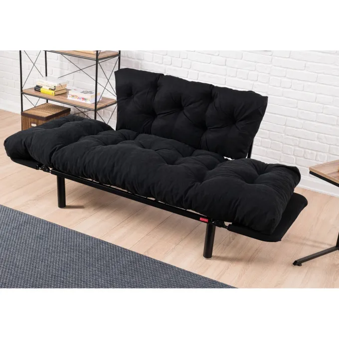 Helsingfors (155 x 85 x 70 cm) 2-sits bäddsoffa Svart