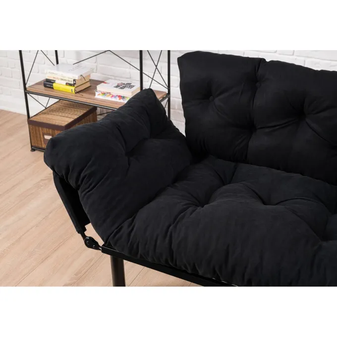 Helsingfors (155 x 85 x 70 cm) 2-sits bäddsoffa Svart