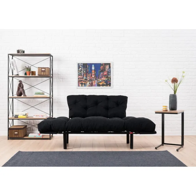 Helsingfors (155 x 85 x 70 cm) 2-sits bäddsoffa Svart