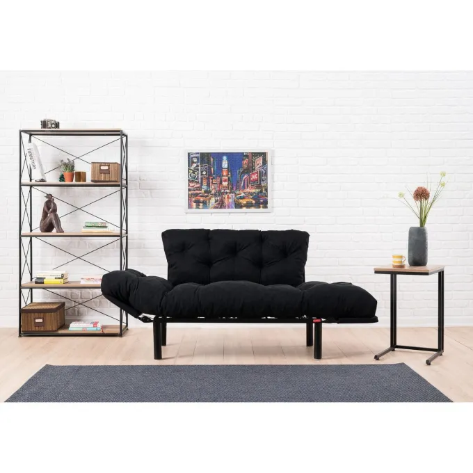 Helsingfors (155 x 85 x 70 cm) 2-sits bäddsoffa Svart