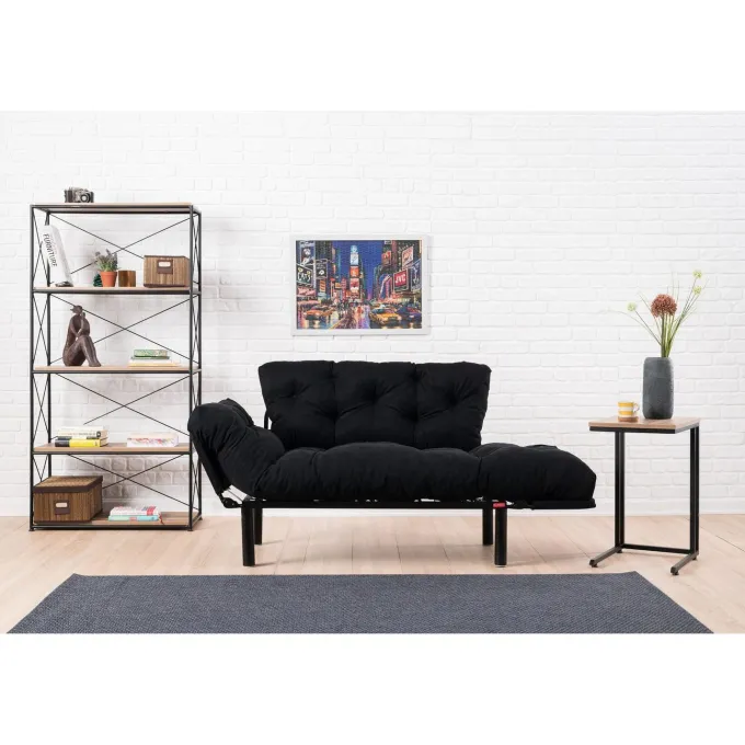 Helsingfors (155 x 85 x 70 cm) 2-sits bäddsoffa Svart