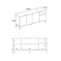 Helsingfors Sideboard Naturlig ekträ svart sandsten