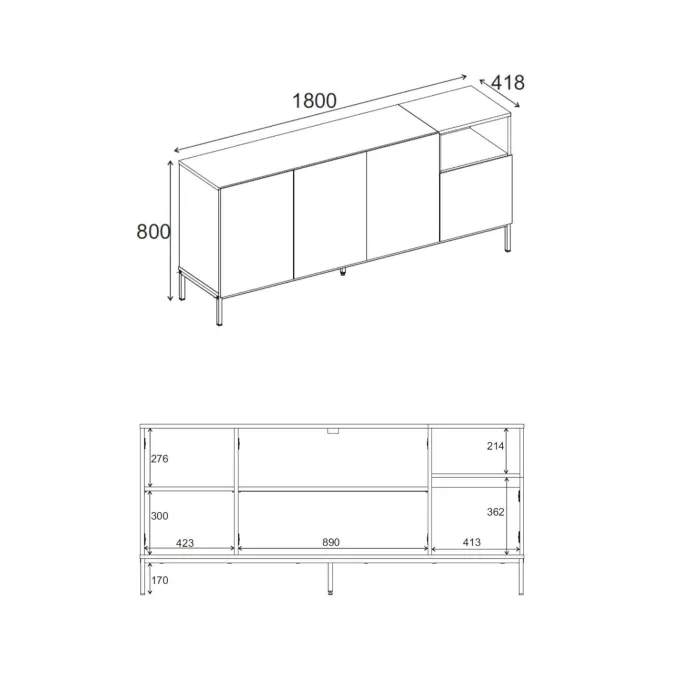 Helsingfors Sideboard Sandsten naturlig ek svart