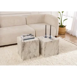 Hobart set (40 x 40 cm) Fresia-marmor Sidobordsset