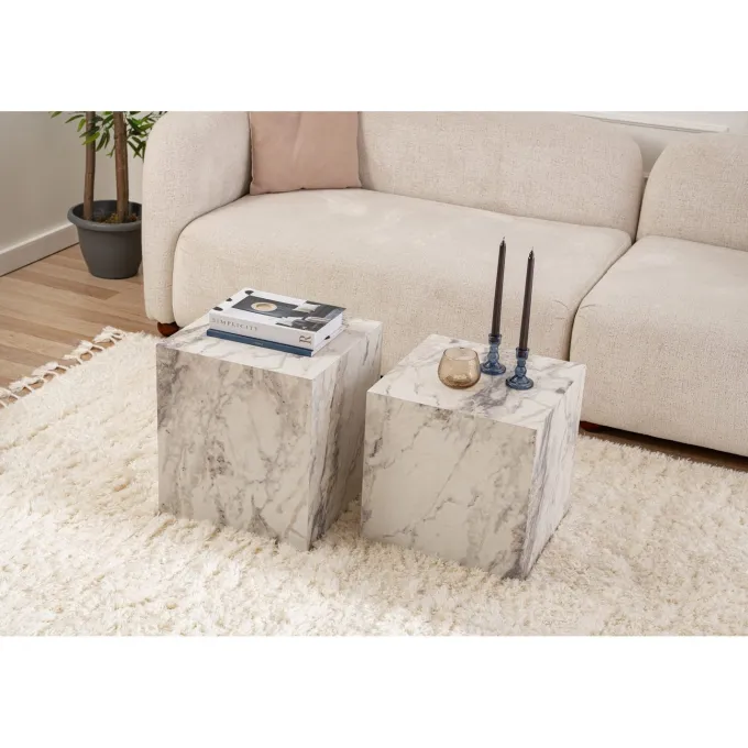 Hobart set (40 x 40 cm) Fresia-marmor Sidobordsset