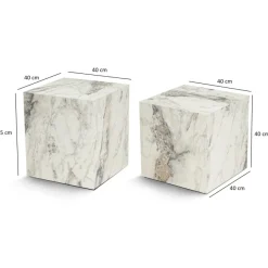 Hobart set (40 x 40 cm) Fresia-marmor Sidobordsset