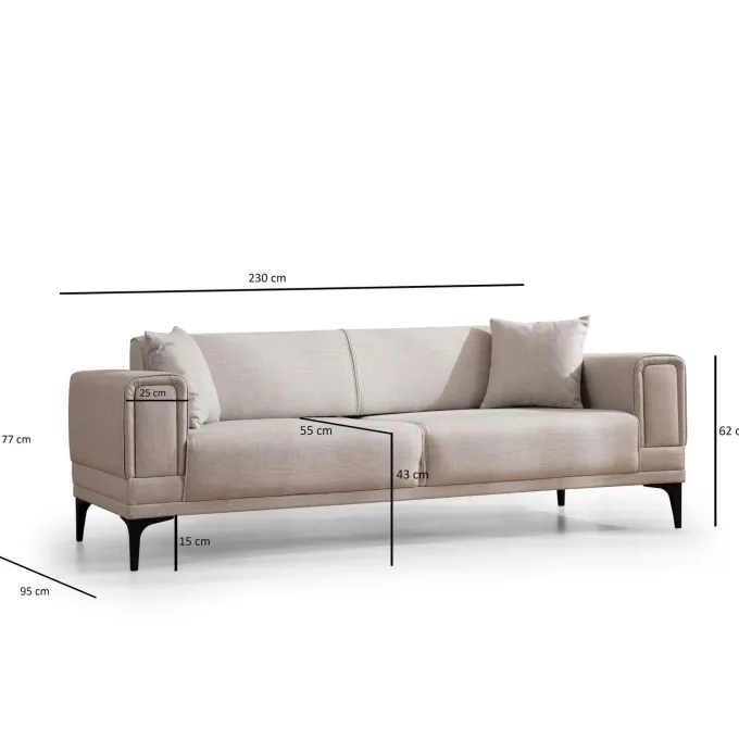 Horizon (230 x 95 x 77 cm) 3-sitssoffbädd Ecru