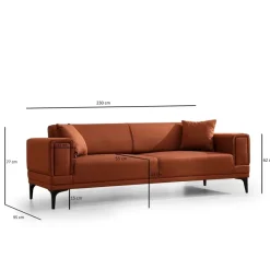 Horizon (230 x 95 x 77 cm) 3-sitssoffbädd Rio-röd