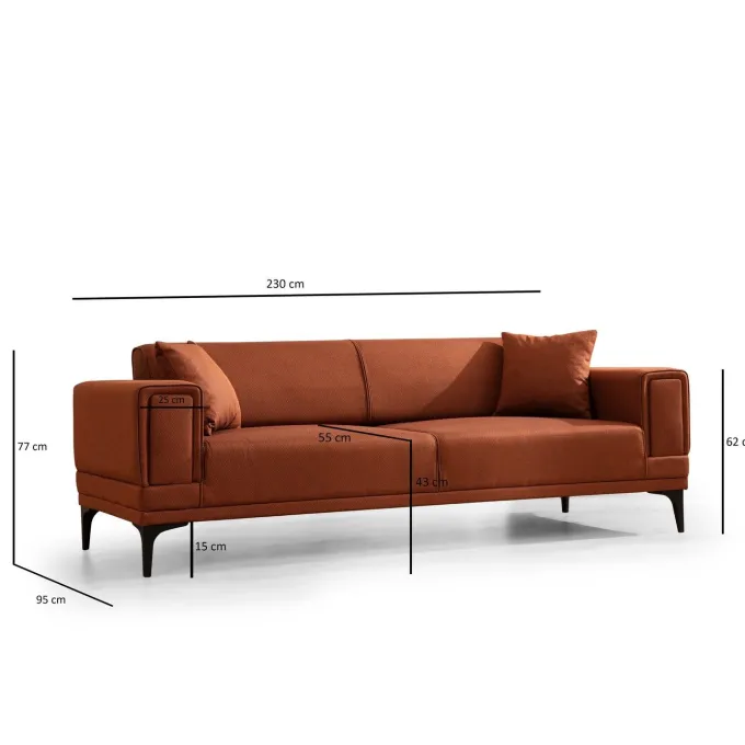 Horizon (230 x 95 x 77 cm) 3-sitssoffbädd Rio-röd