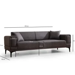 Horizon (230 x 95 x 77 cm) 3-sitssoffbädd Mörkgrå