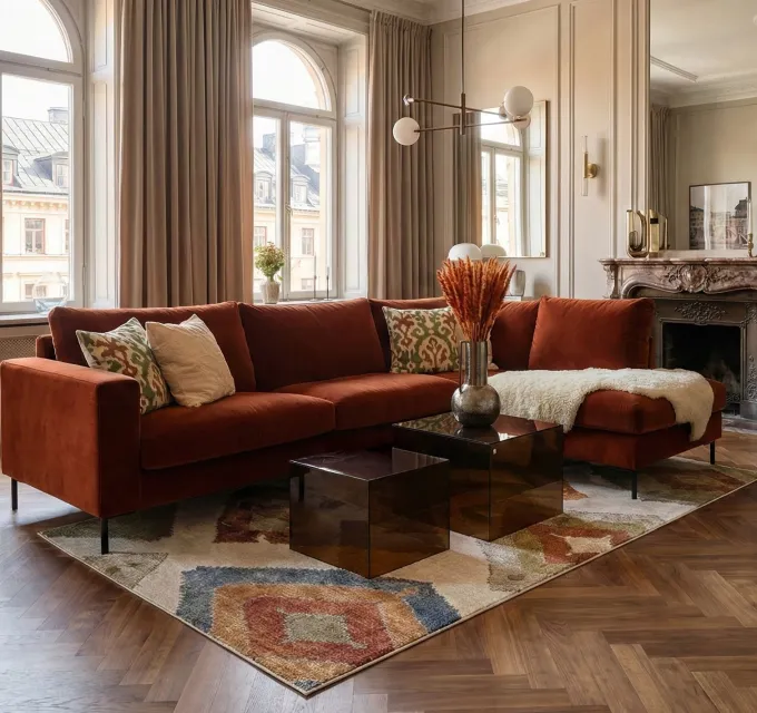 Impulse Divansoffa Set 4 Classic Velvet Deep Orange