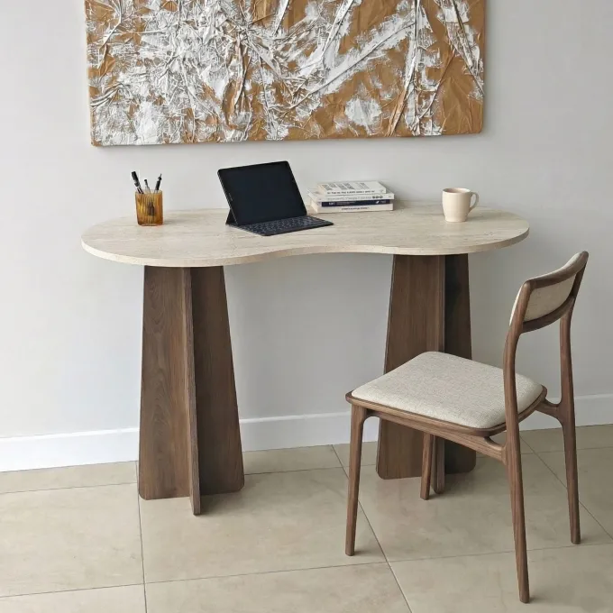 Infini (120 x 75 x 60 cm) Travertin valnöt Skrivbord
