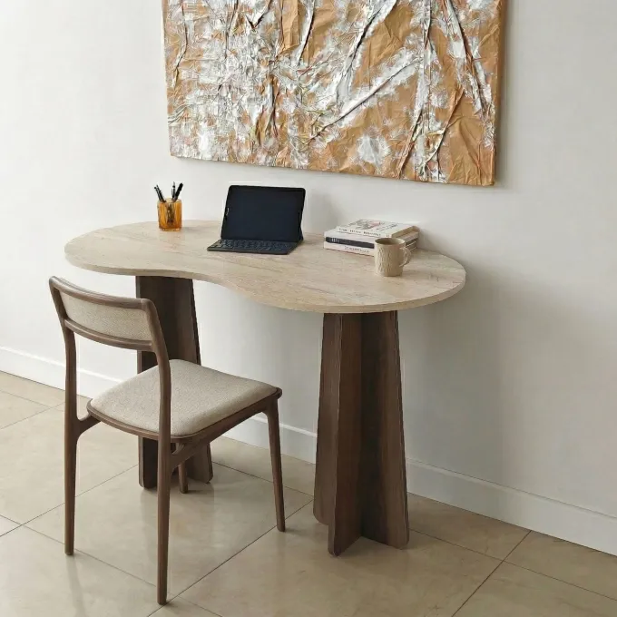 Infini (120 x 75 x 60 cm) Travertin valnöt Skrivbord