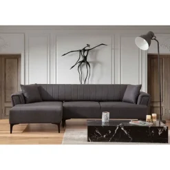 Jakarta (140-270 x 95 x 77 cm) Hörnsoffa-bäddsoffa Mörkgrå, Vänster