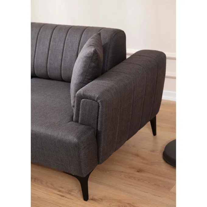 Jakarta (140-270 x 95 x 77 cm) Hörnsoffa-bäddsoffa Mörkgrå, Vänster