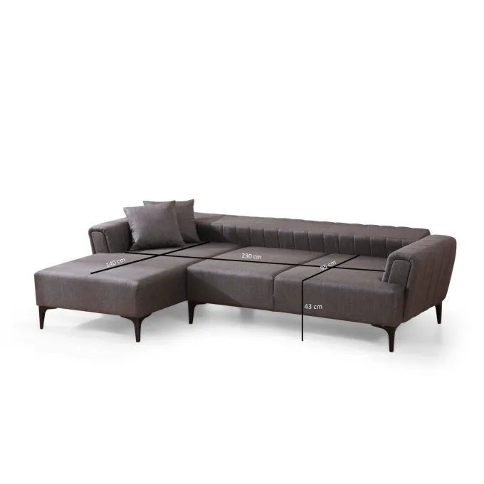 Jakarta (140-270 x 95 x 77 cm) Hörnsoffa-bäddsoffa Mörkgrå, Vänster
