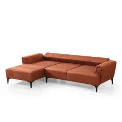 Jakarta (140-270 x 95 x 77 cm) Hörnsoffa-bäddsoffa Kakelröd, Vänster