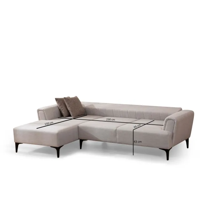 Jakarta (140-270 x 95 x 77 cm) Hörnsoffa-bäddsoffa Ecru, Vänster