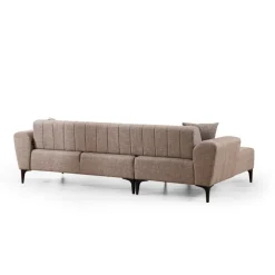 Jakarta (140-270 x 95 x 77 cm) Hörnsoffa-bäddsoffa Ljusbrun, Vänster