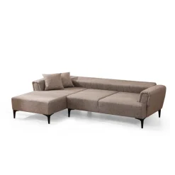 Jakarta (140-270 x 95 x 77 cm) Hörnsoffa-bäddsoffa Ljusbrun, Vänster