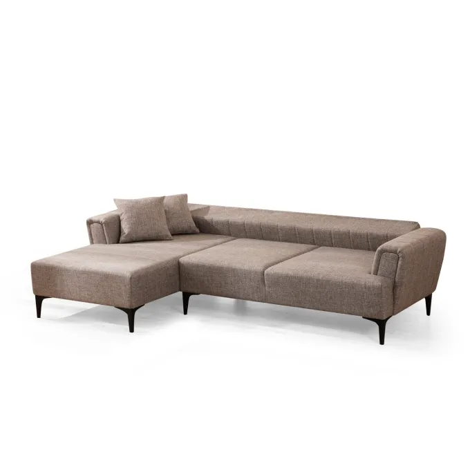 Jakarta (140-270 x 95 x 77 cm) Hörnsoffa-bäddsoffa Ljusbrun, Vänster