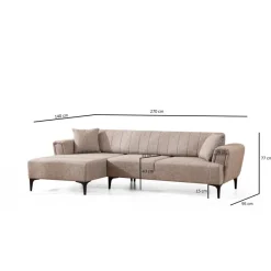 Jakarta (140-270 x 95 x 77 cm) Hörnsoffa-bäddsoffa Ljusbrun, Vänster