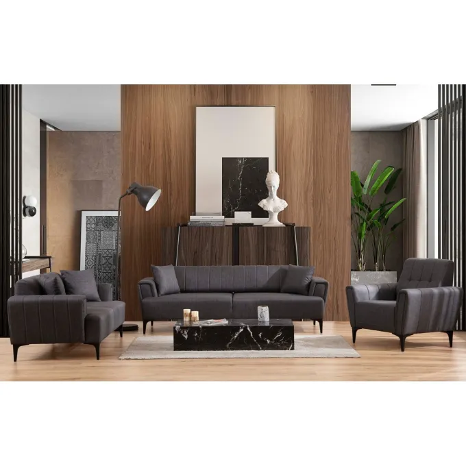 Jakarta (230 x 95 x 77 cm) 3-sits bäddsoffa Mörkgrå