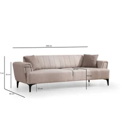 Jakarta (230 x 95 x 77 cm) 3-sits bäddsoffa Beige