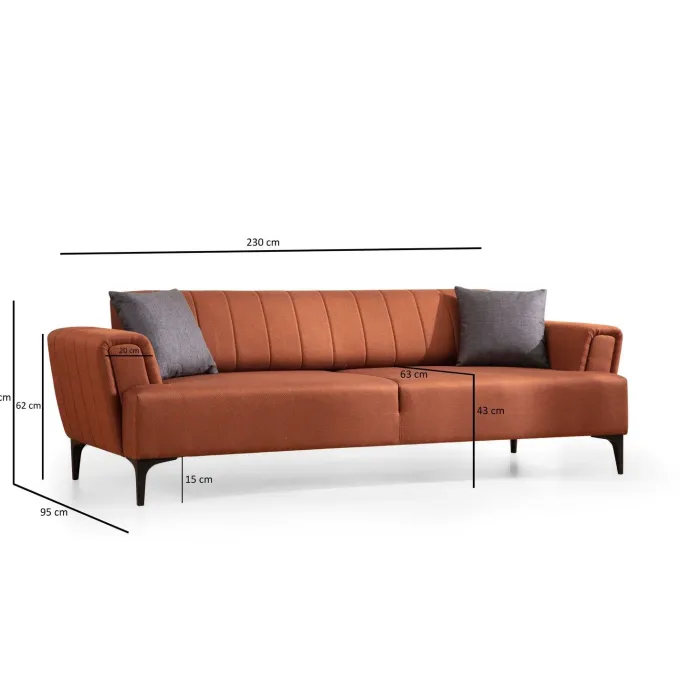 Jakarta (230 x 95 x 77 cm) 3-sits bäddsoffa Kakelröd